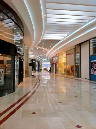 Acoustic ceiling for a shopping mall in France