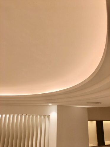 Fibrous plaster ceiling with lighting for a renovaton of Four Seasons Hotel in Megève