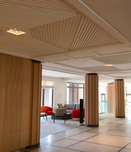 Ceiling and columns in fibrous plaster for a renovation of Villa Maïa Hotel