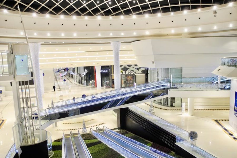 Fibrous plaster and mono acoustic ceilings in Leclerc malls